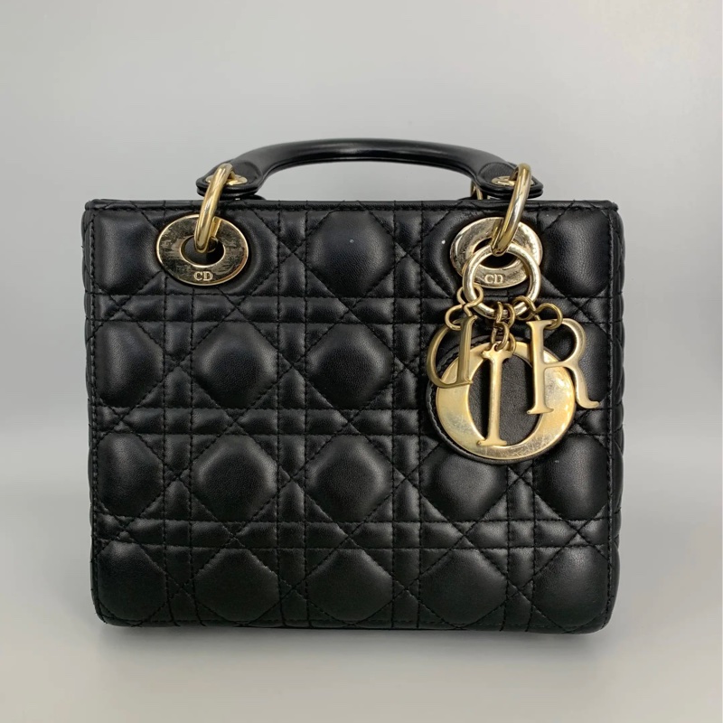 Dior 戴妃四格黑金羊皮-2