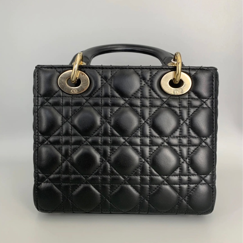 Dior 戴妃四格黑金羊皮-4