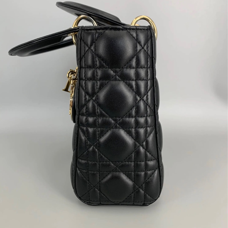 Dior 戴妃四格黑金羊皮-5