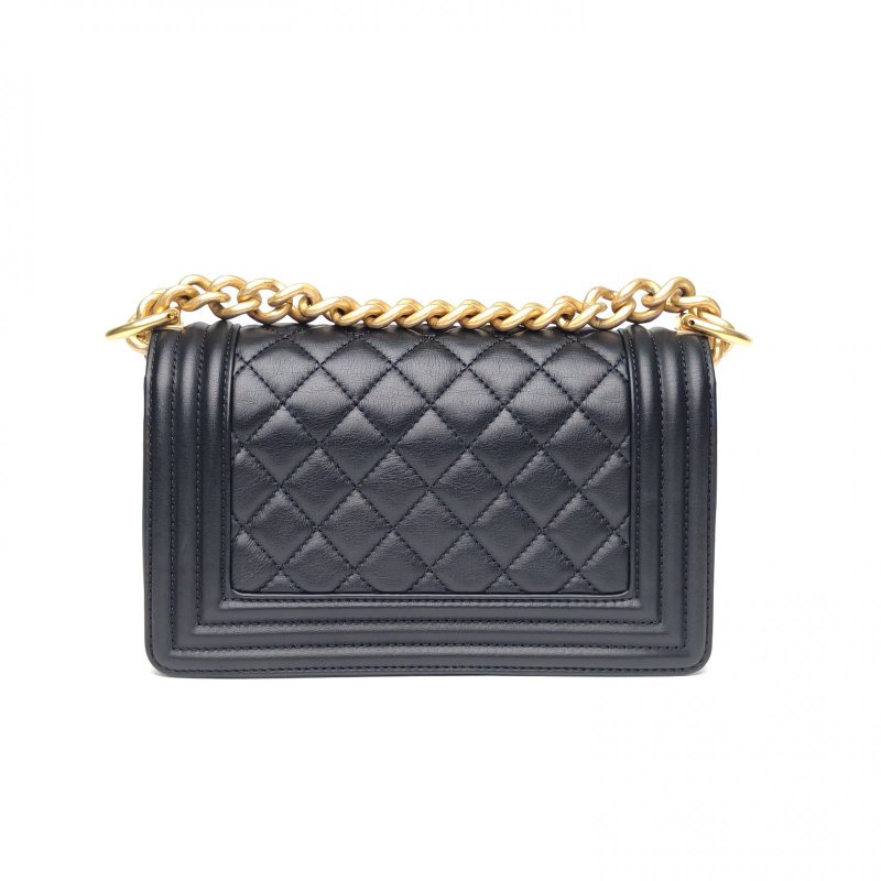 CHANEL Leboy小號20.5黑色牛皮29開金扣肩背包-2