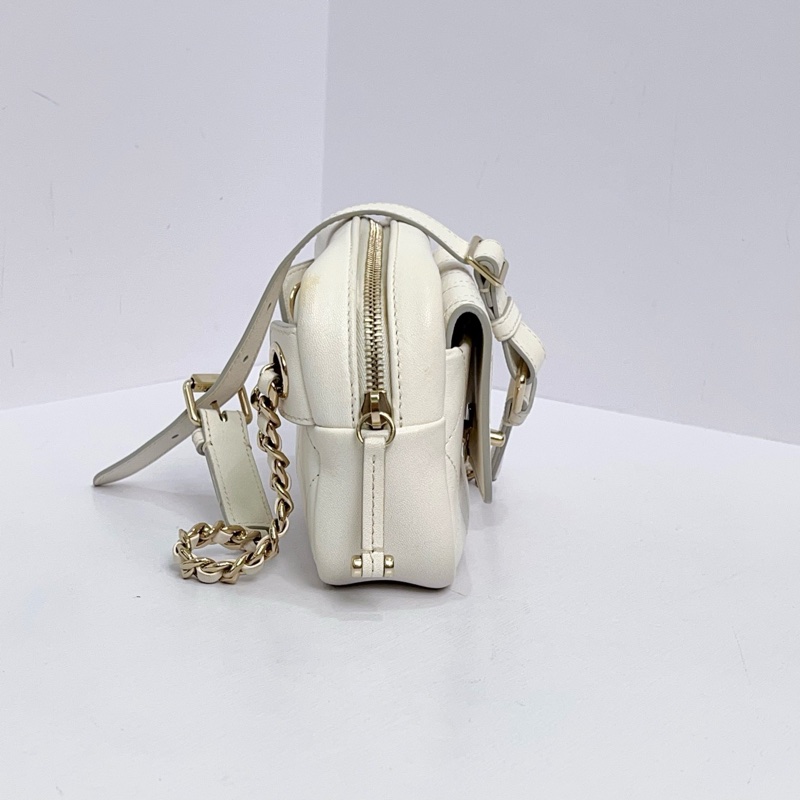 CHANEL/香奈兒 白金相機包鏈條腰包 26開有卡-2