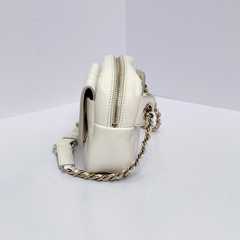 CHANEL/香奈兒 白金相機包鏈條腰包 26開有卡-3