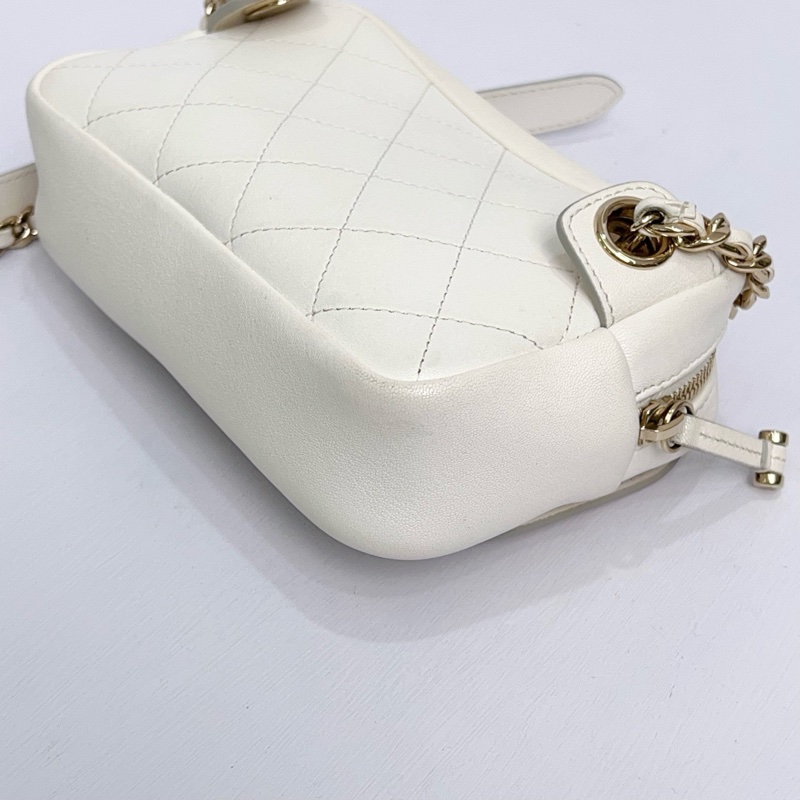 CHANEL/香奈兒 白金相機包鏈條腰包 26開有卡-5