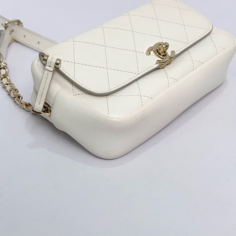 CHANEL/香奈兒 白金相機包鏈條腰包 26開有卡-6