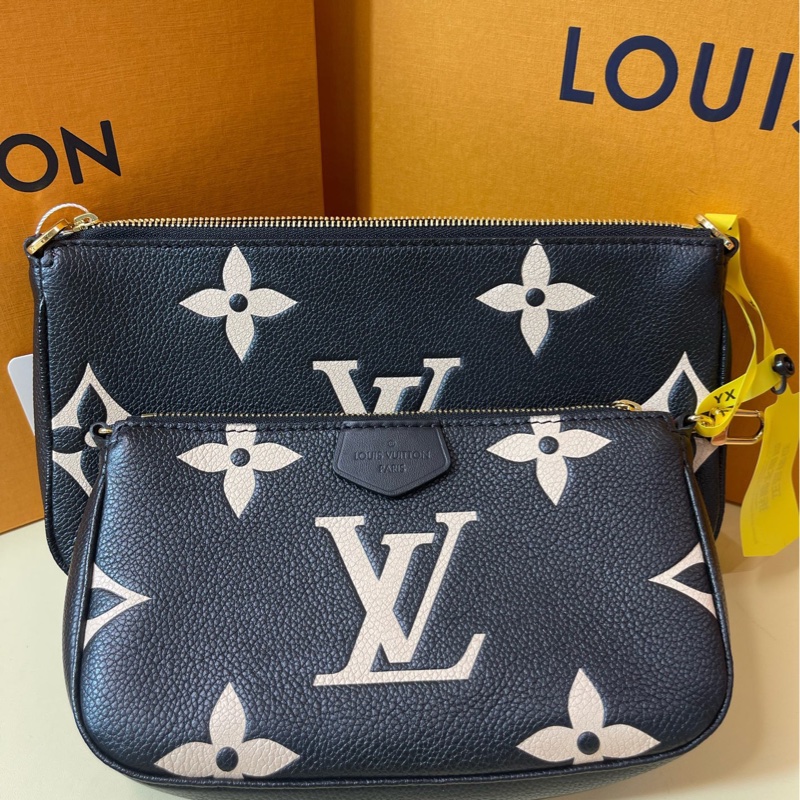 LOUIS VUITTON Multi Pochette Accessoires 壓紋老花鏈條 軟粒-1