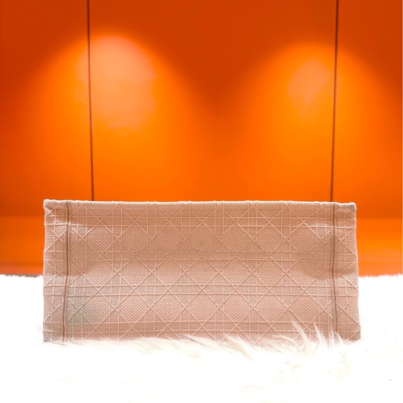 Dior/迪奧 Book Tote系列 中號 裸粉色 藤格紋 刺繡 托特包-4