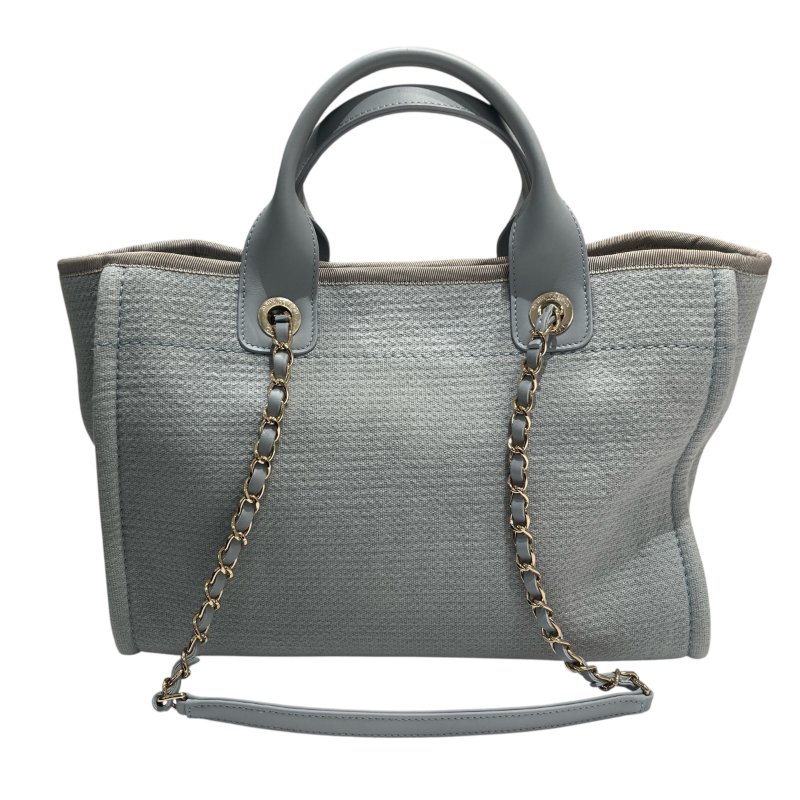 CHANEL 香奈兒 Deauville Tote 沙灘包 帆布 托特包 莫蘭迪色 銀釦-1