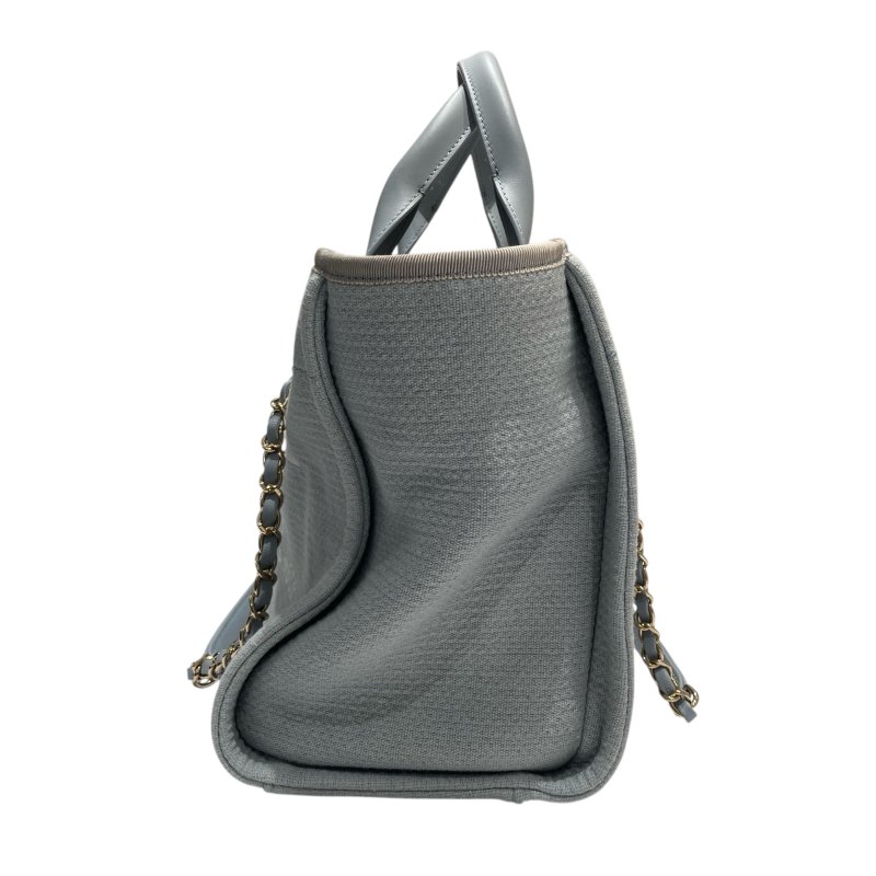 CHANEL 香奈兒 Deauville Tote 沙灘包 帆布 托特包 莫蘭迪色 銀釦-2