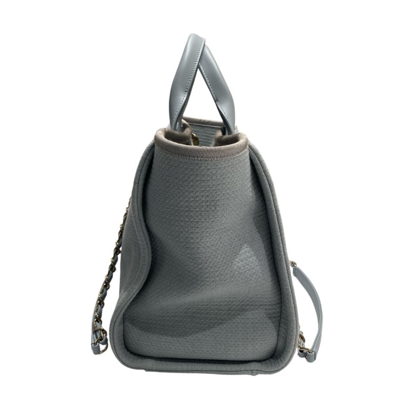 CHANEL 香奈兒 Deauville Tote 沙灘包 帆布 托特包 莫蘭迪色 銀釦-3