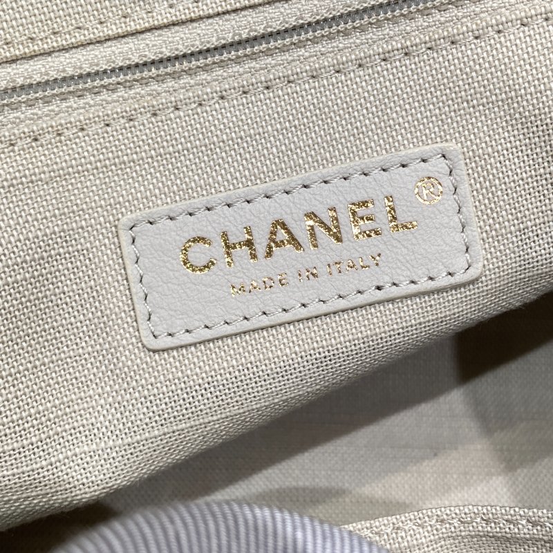 CHANEL 香奈兒 Deauville Tote 沙灘包 帆布 托特包 莫蘭迪色 銀釦-7