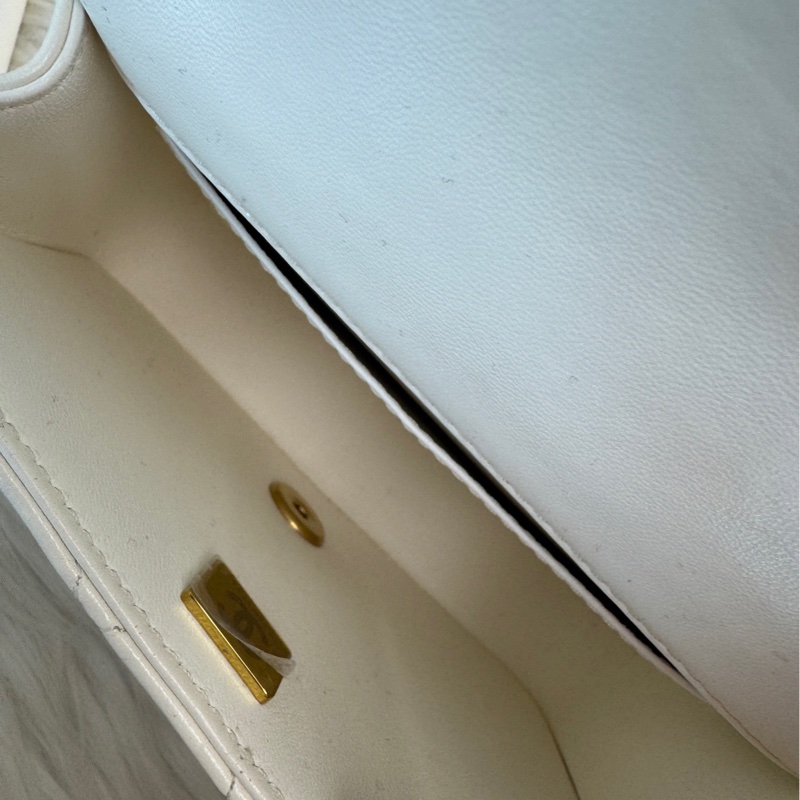 Chanel香奈兒白色珍珠 方胖子 珍珠鏈條 25B 芯片-6