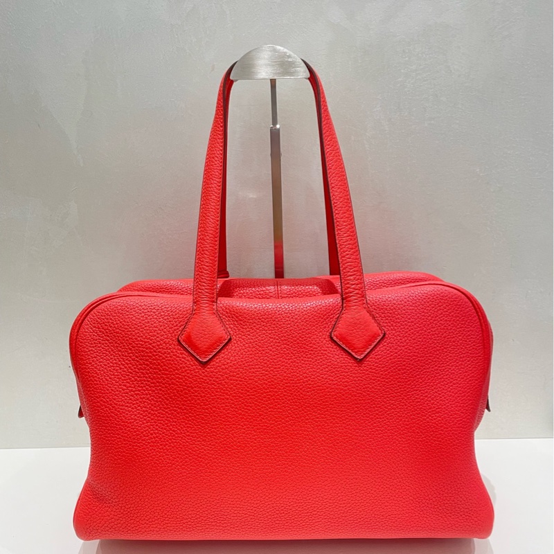 99新 Hermes愛馬仕西瓜紅 維多利35 Victoria35 手提單肩包 TC皮-2