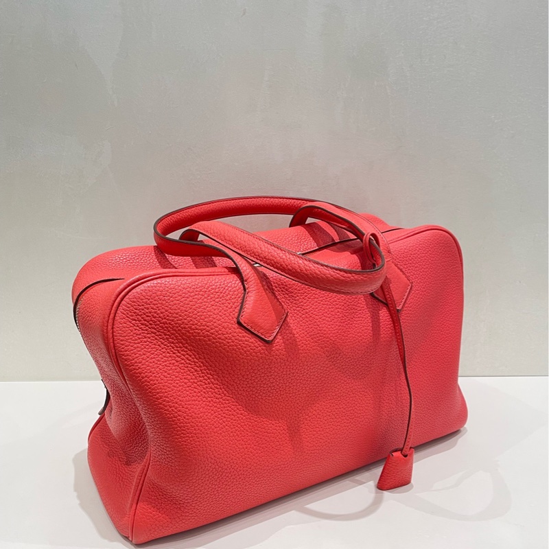 99新 Hermes愛馬仕西瓜紅 維多利35 Victoria35 手提單肩包 TC皮-3