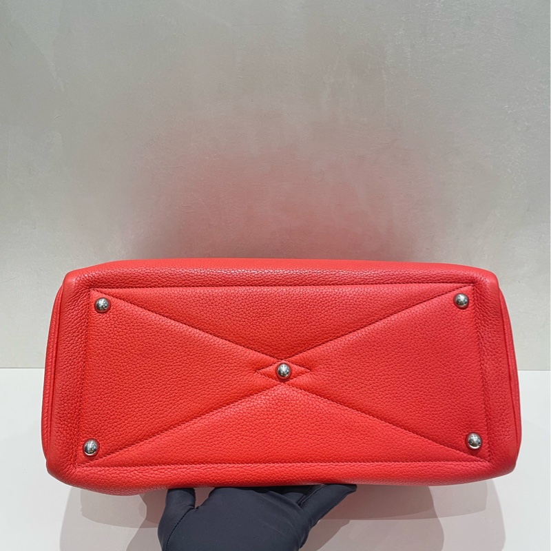 99新 Hermes愛馬仕西瓜紅 維多利35 Victoria35 手提單肩包 TC皮-6