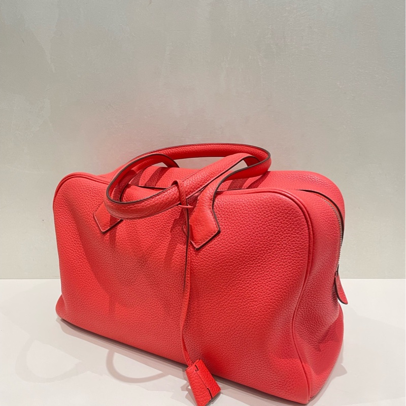 99新 Hermes愛馬仕西瓜紅 維多利35 Victoria35 手提單肩包 TC皮-8
