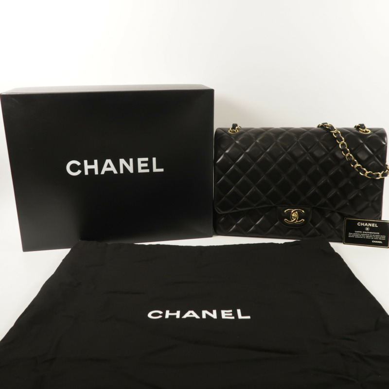CHANEL 羊皮皮革Maxi Classic鏈帶肩背袋-10