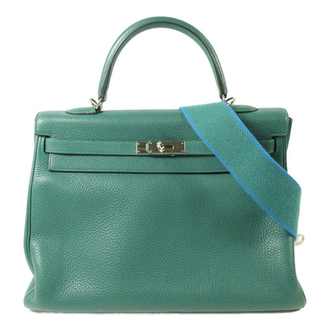 HERMES Clemence皮革Kelly 35手挽肩背兩用袋Malachite