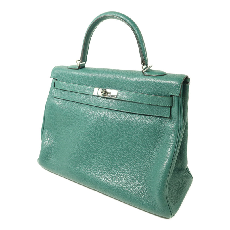 HERMES Clemence皮革Kelly 35手挽肩背兩用袋Malachite-1