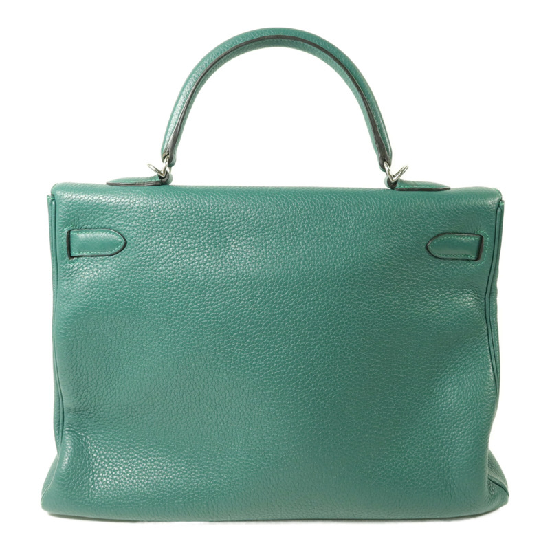 HERMES Clemence皮革Kelly 35手挽肩背兩用袋Malachite-2