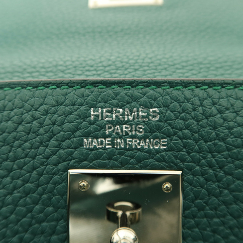 HERMES Clemence皮革Kelly 35手挽肩背兩用袋Malachite-5