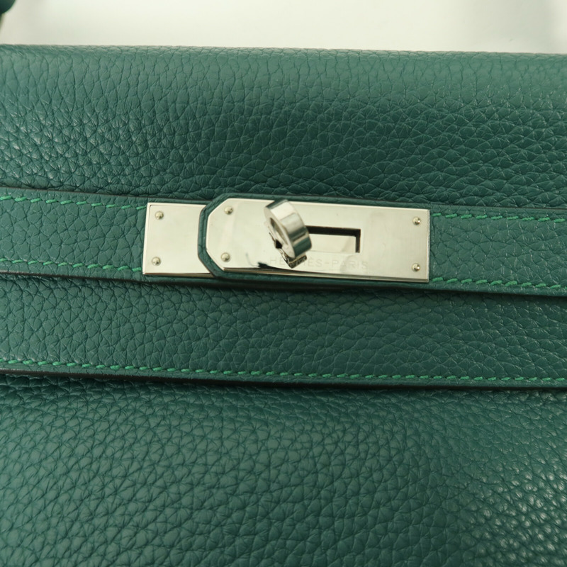 HERMES Clemence皮革Kelly 35手挽肩背兩用袋Malachite-7