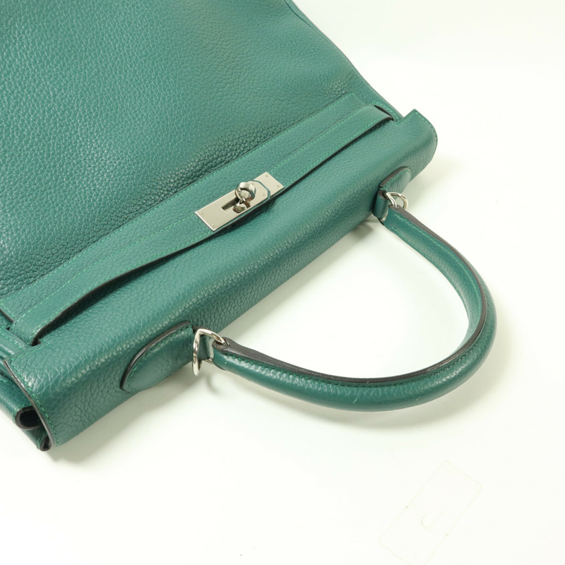 HERMES Clemence皮革Kelly 35手挽肩背兩用袋Malachite-9