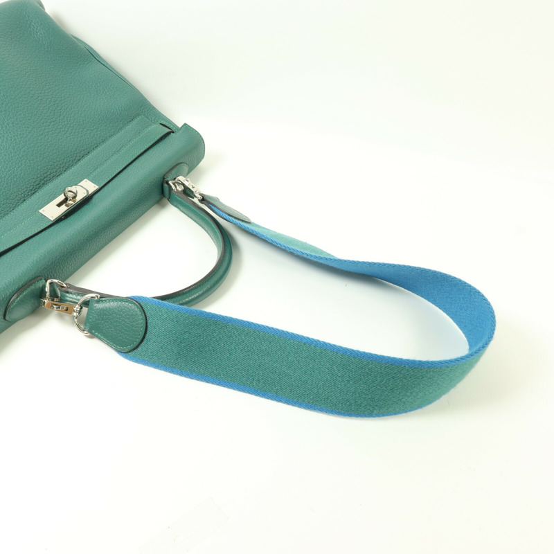 HERMES Clemence皮革Kelly 35手挽肩背兩用袋Malachite-10