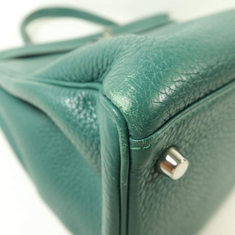 HERMES Clemence皮革Kelly 35手挽肩背兩用袋Malachite-12