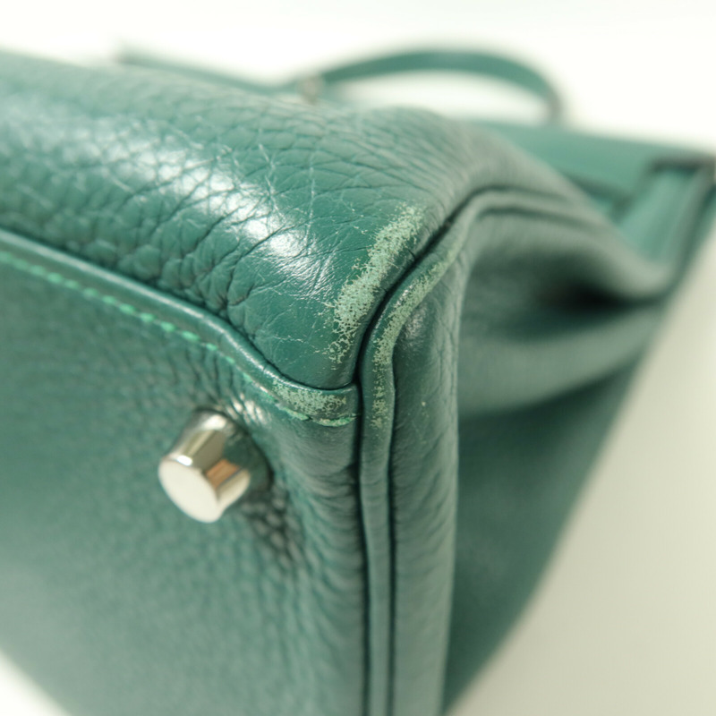 HERMES Clemence皮革Kelly 35手挽肩背兩用袋Malachite-13