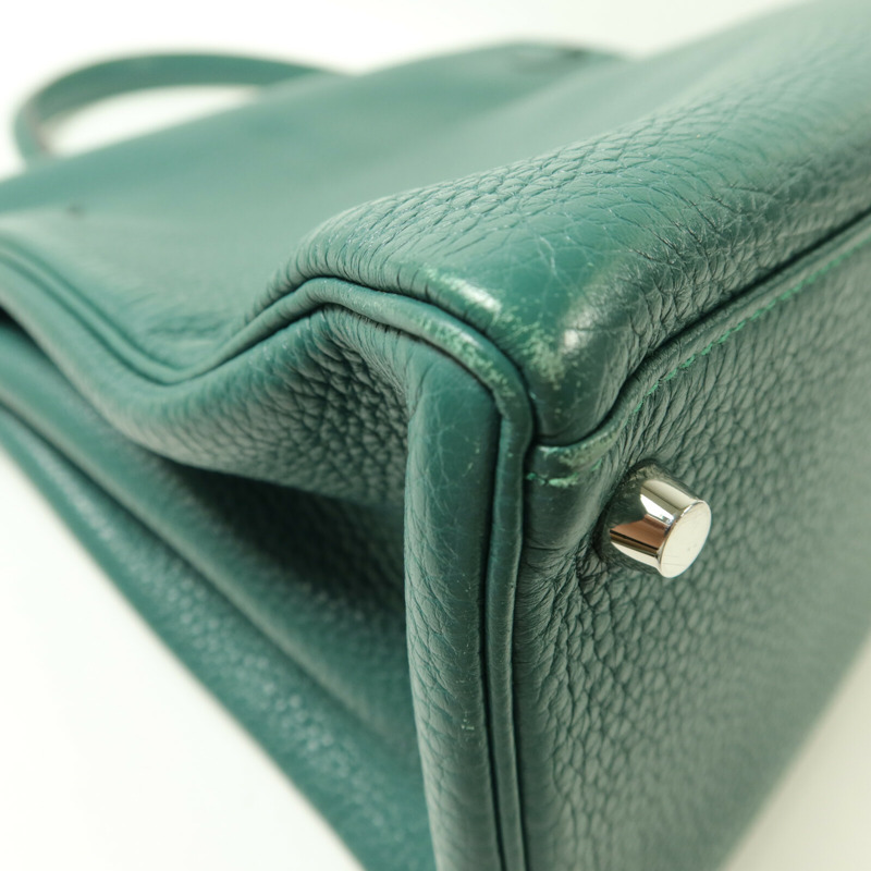 HERMES Clemence皮革Kelly 35手挽肩背兩用袋Malachite-14