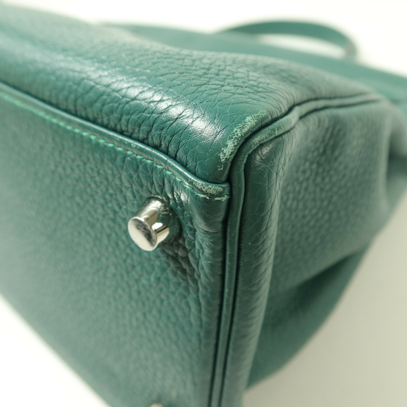 HERMES Clemence皮革Kelly 35手挽肩背兩用袋Malachite-15