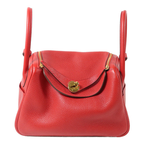 HERMES Togo皮革Lindy 26肩背袋Rouge Casaque