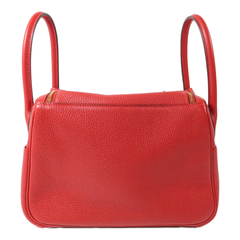 HERMES Togo皮革Lindy 26肩背袋Rouge Casaque-2