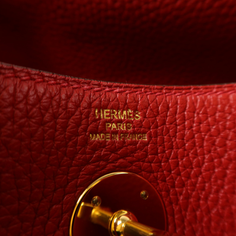 HERMES Togo皮革Lindy 26肩背袋Rouge Casaque-5