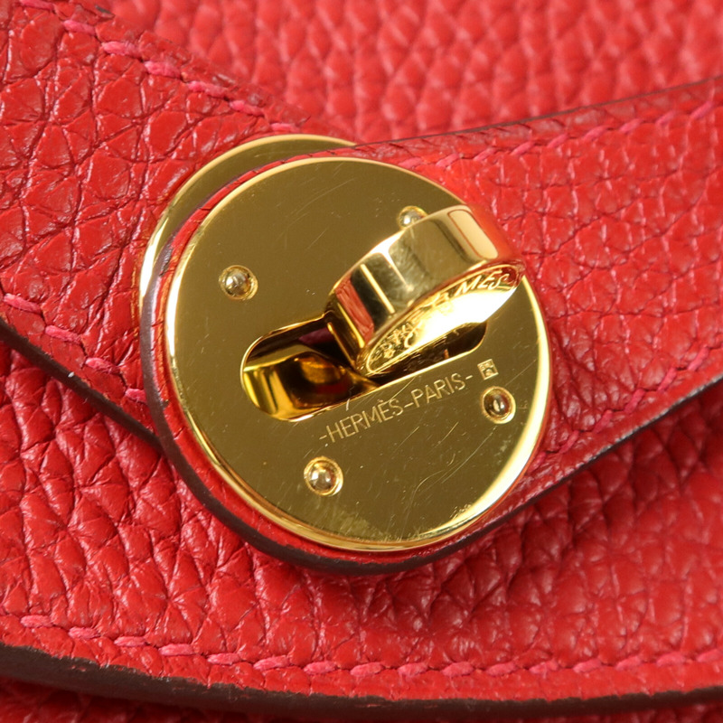 HERMES Togo皮革Lindy 26肩背袋Rouge Casaque-7