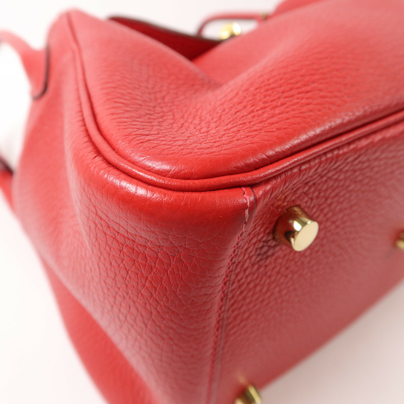 HERMES Togo皮革Lindy 26肩背袋Rouge Casaque-10