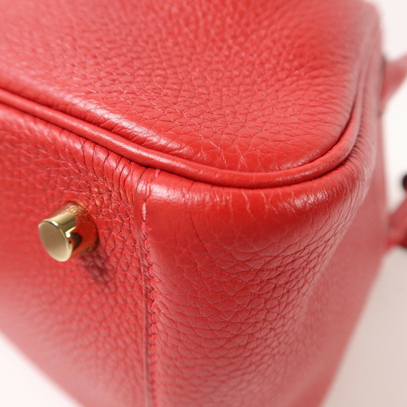 HERMES Togo皮革Lindy 26肩背袋Rouge Casaque-11