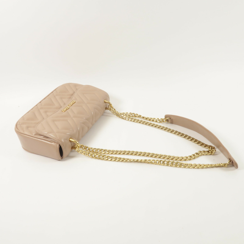 Miu Miu 羊皮皮革Chain Shoulder鏈帶肩背袋-7