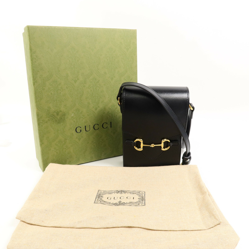 GUCCI 牛皮皮革1955 Horsebit肩背袋-9