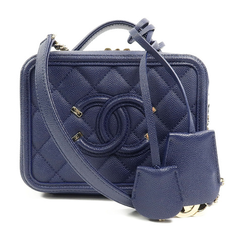CHANEL 牛皮皮革CC Filigree Vanity Case手挽肩背兩用袋