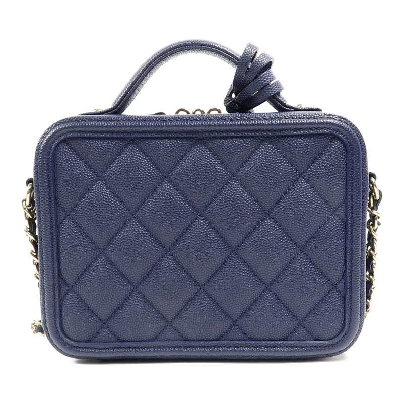 CHANEL 牛皮皮革CC Filigree Vanity Case手挽肩背兩用袋-1