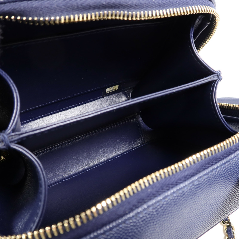 CHANEL 牛皮皮革CC Filigree Vanity Case手挽肩背兩用袋-4