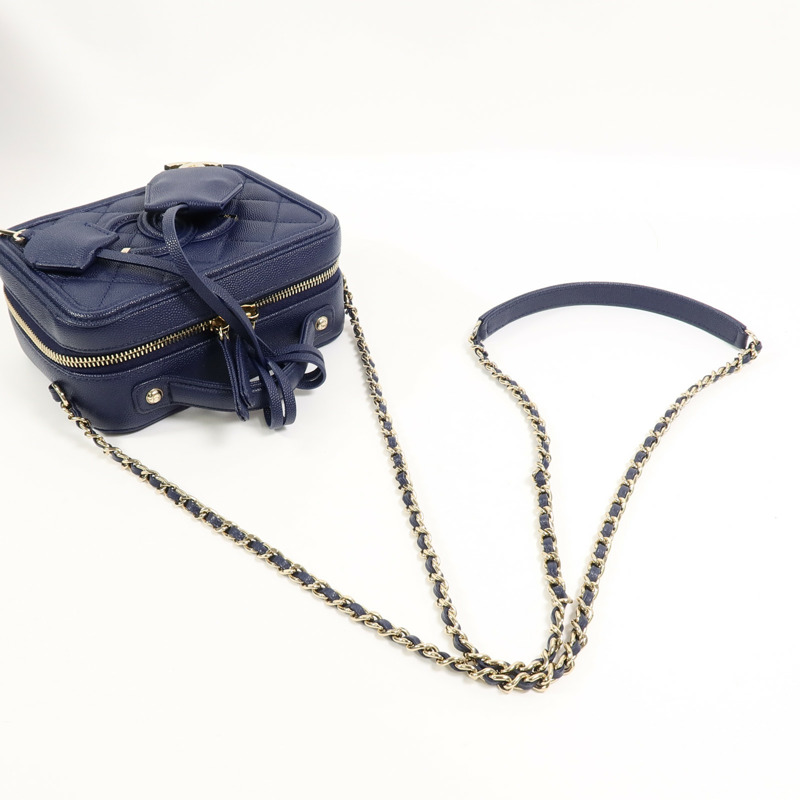 CHANEL 牛皮皮革CC Filigree Vanity Case手挽肩背兩用袋-7