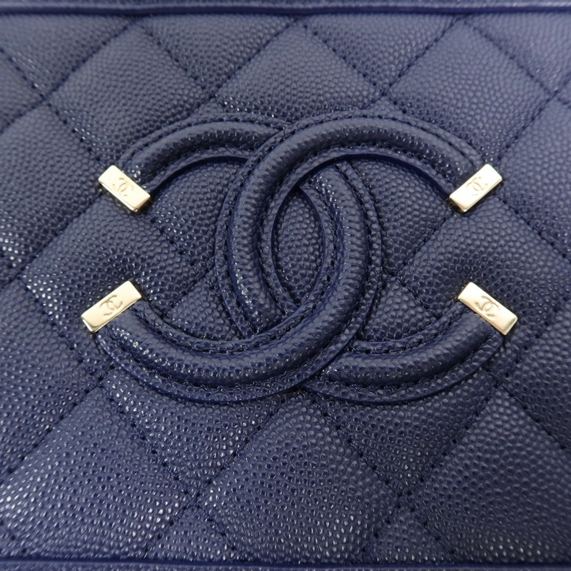 CHANEL 牛皮皮革CC Filigree Vanity Case手挽肩背兩用袋-8