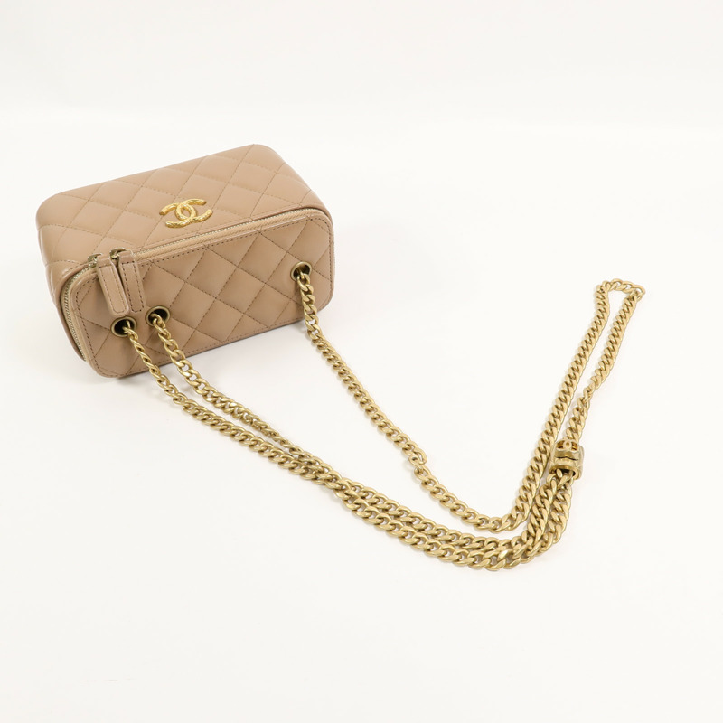 CHANEL 羊皮皮革Vanity Case鏈帶肩背袋-7