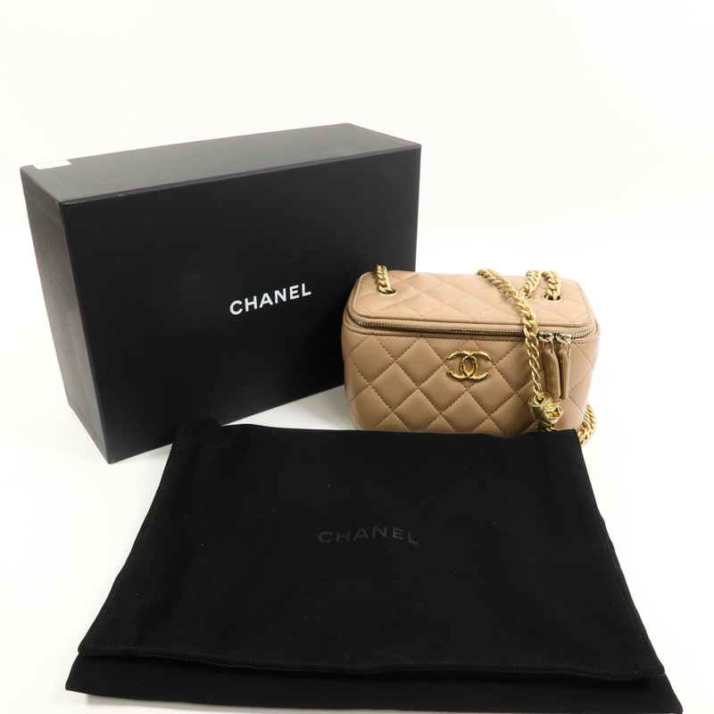 CHANEL 羊皮皮革Vanity Case鏈帶肩背袋-9