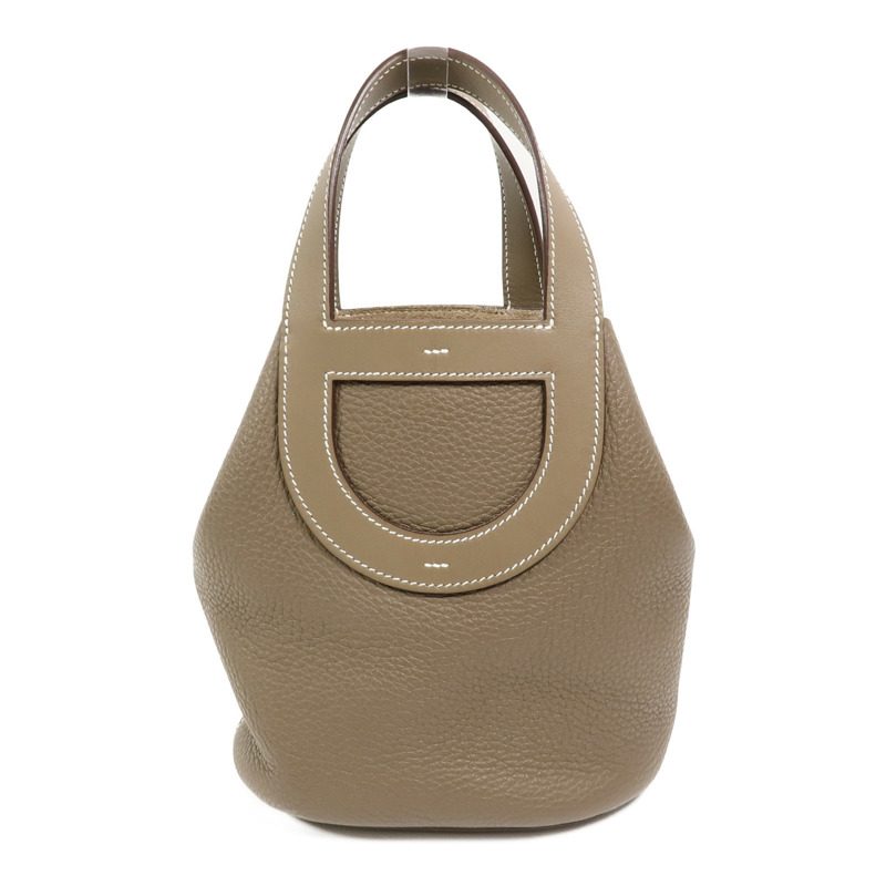 HERMES Clemence皮革In The Loop 18手挽袋Etoupe-1