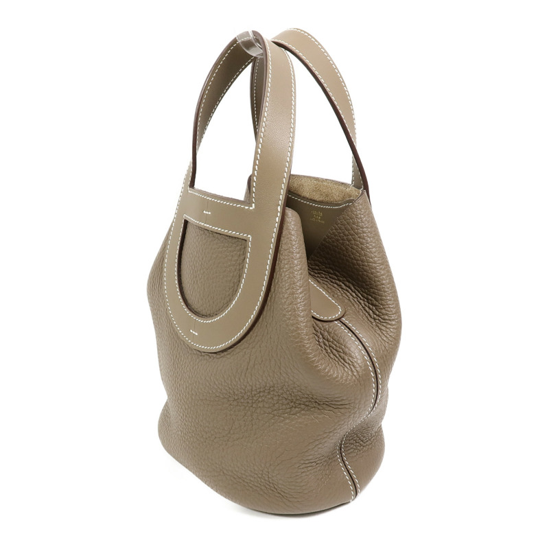 HERMES Clemence皮革In The Loop 18手挽袋Etoupe-2
