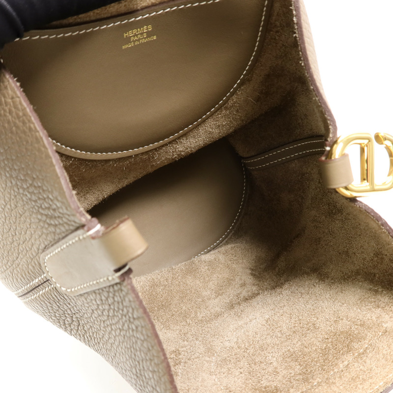 HERMES Clemence皮革In The Loop 18手挽袋Etoupe-4