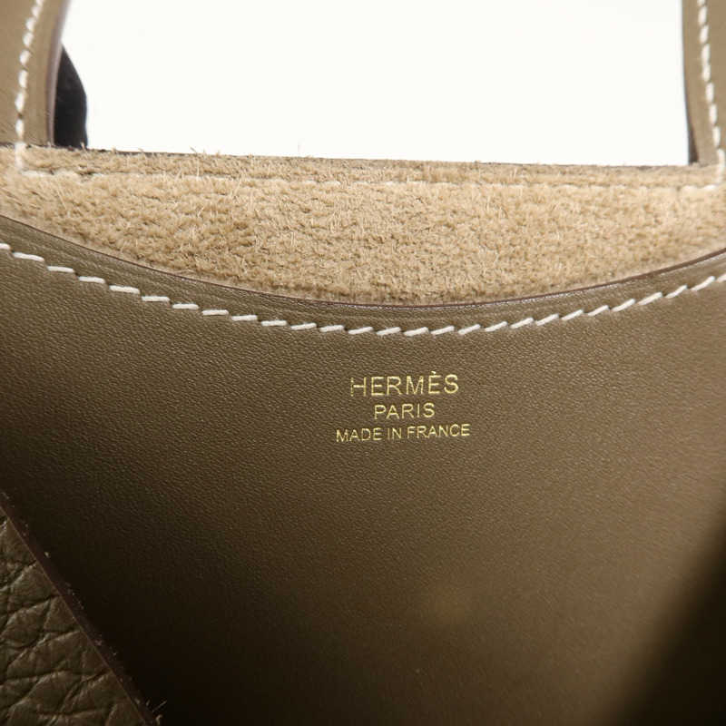 HERMES Clemence皮革In The Loop 18手挽袋Etoupe-5